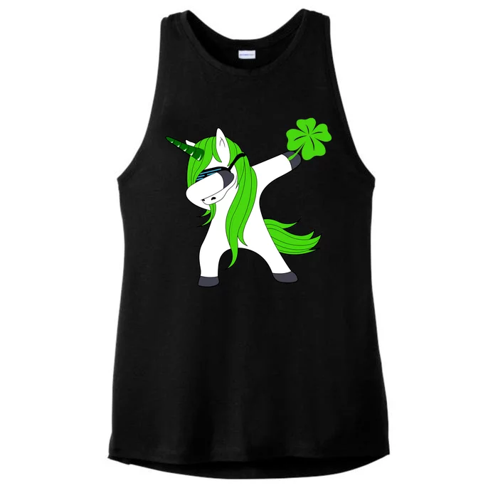 St. Patrick's Day Dabbing Irish Unicorn Ladies Tri-Blend Wicking Tank