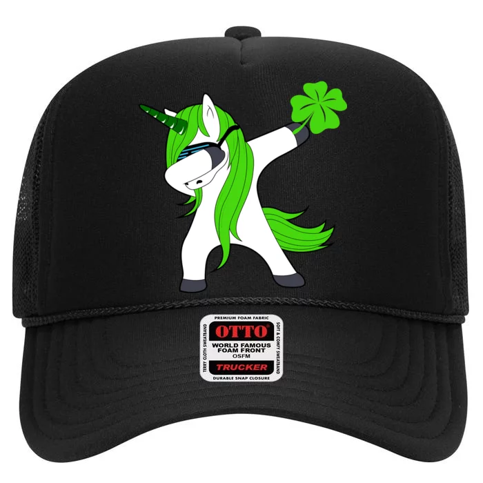 St. Patrick's Day Dabbing Irish Unicorn High Crown Mesh Trucker Hat