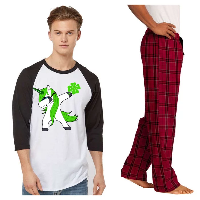 St. Patrick's Day Dabbing Irish Unicorn Raglan Sleeve Pajama Set