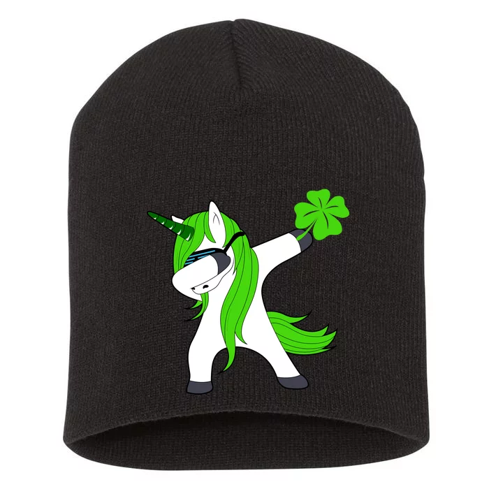 St. Patrick's Day Dabbing Irish Unicorn Short Acrylic Beanie