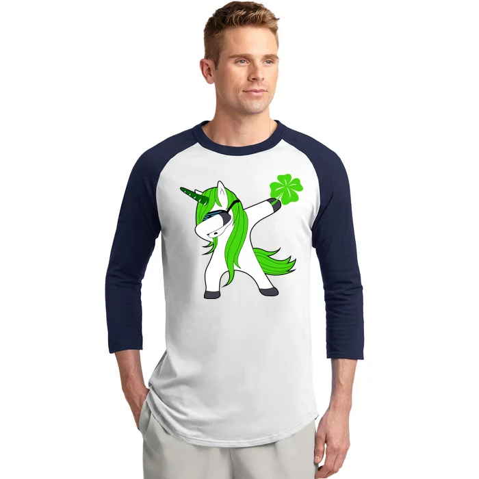 St. Patrick's Day Dabbing Irish Unicorn Baseball Sleeve Shirt