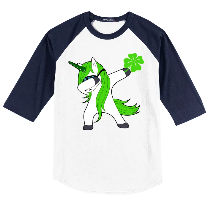 St. Patrick's Day Dabbing Irish Unicorn Baseball Sleeve Shirt