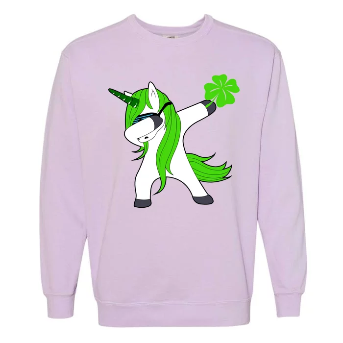 St. Patrick's Day Dabbing Irish Unicorn Garment-Dyed Sweatshirt