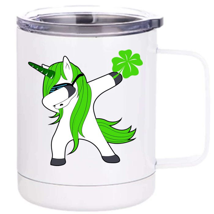 St. Patrick's Day Dabbing Irish Unicorn Front & Back 12oz Stainless Steel Tumbler Cup