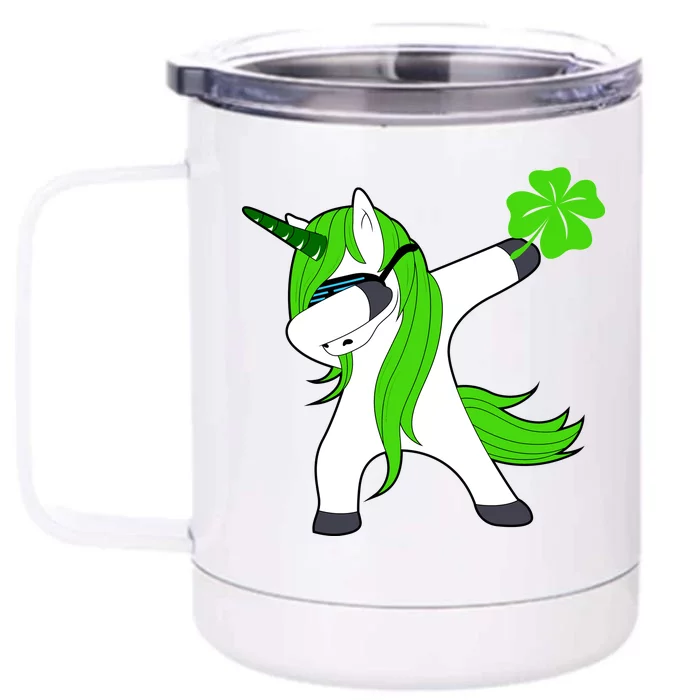 St. Patrick's Day Dabbing Irish Unicorn Front & Back 12oz Stainless Steel Tumbler Cup