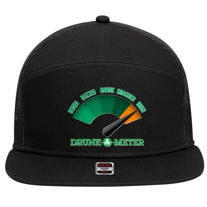 St. Patrick's Day Drunk O Meter 7 Panel Mesh Trucker Snapback Hat