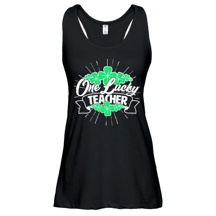 St. Patrick's Day One Lucky Teacher Ladies Essential Flowy Tank