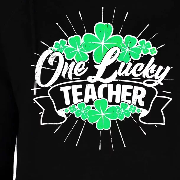 St. Patrick's Day One Lucky Teacher Womens Funnel Neck Pullover Hood