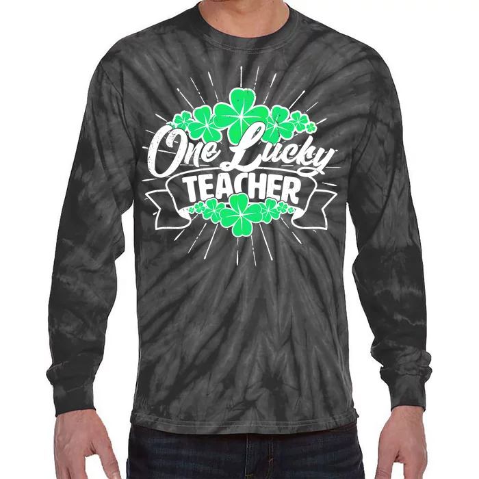 St. Patrick's Day One Lucky Teacher Tie-Dye Long Sleeve Shirt