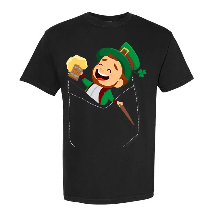 St. Patrick's Day Pocket Leprechaun Beer Garment-Dyed Heavyweight T-Shirt