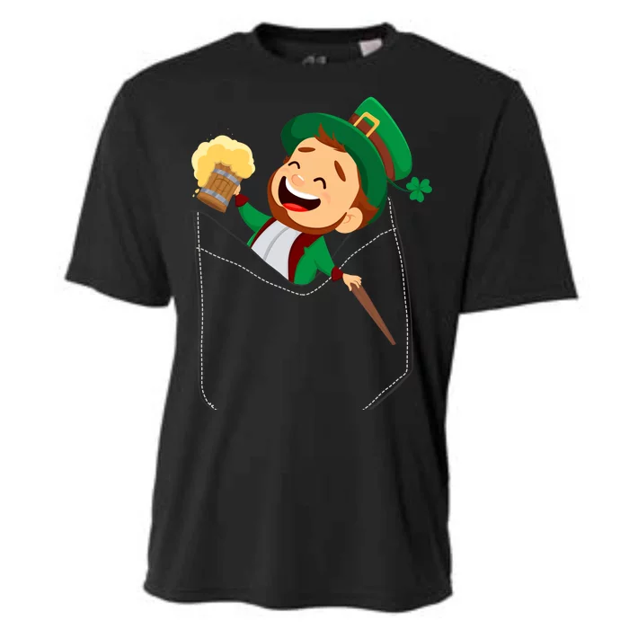 St. Patrick's Day Pocket Leprechaun Beer Cooling Performance Crew T-Shirt