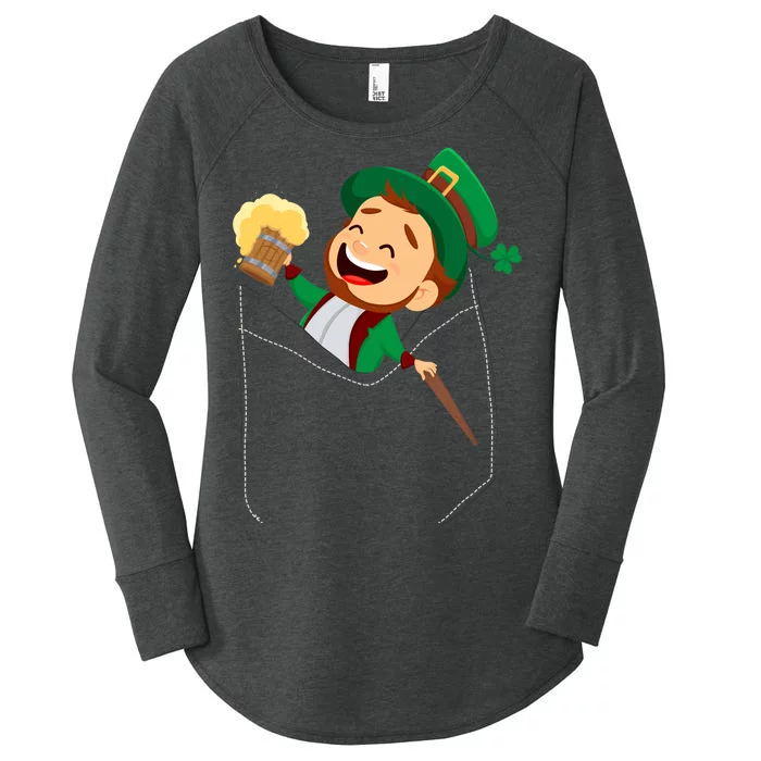 St. Patrick's Day Pocket Leprechaun Beer Women's Perfect Tri Tunic Long Sleeve Shirt