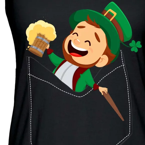 St. Patrick's Day Pocket Leprechaun Beer Ladies Essential Flowy Tank