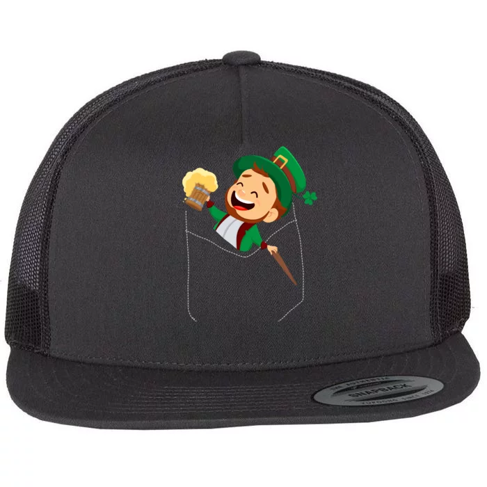 St. Patrick's Day Pocket Leprechaun Beer Flat Bill Trucker Hat