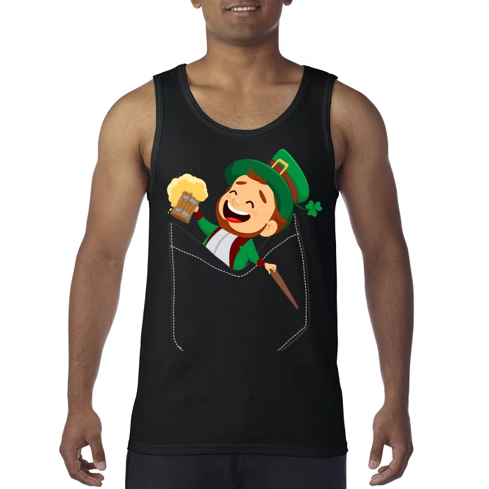 St. Patrick's Day Pocket Leprechaun Beer Tank Top