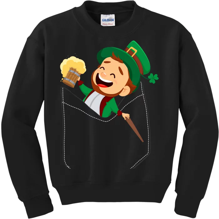 St. Patrick's Day Pocket Leprechaun Beer Kids Sweatshirt