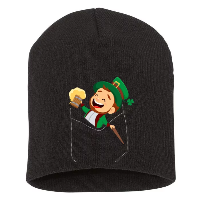 St. Patrick's Day Pocket Leprechaun Beer Short Acrylic Beanie