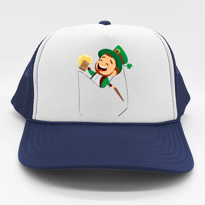 St. Patrick's Day Pocket Leprechaun Beer Trucker Hat