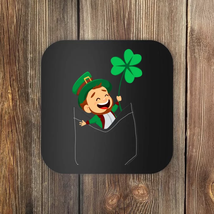 St. Patrick's Day Pocket Leprechaun Clover Coaster