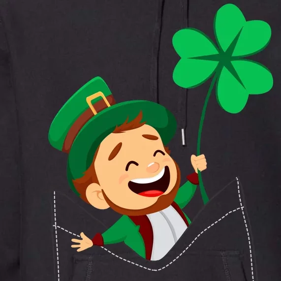 St. Patrick's Day Pocket Leprechaun Clover Premium Hoodie