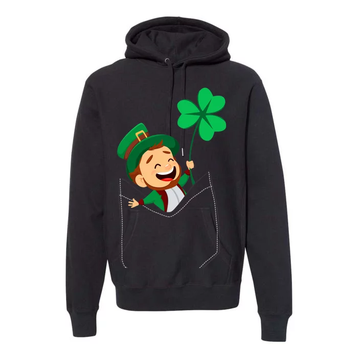 St. Patrick's Day Pocket Leprechaun Clover Premium Hoodie