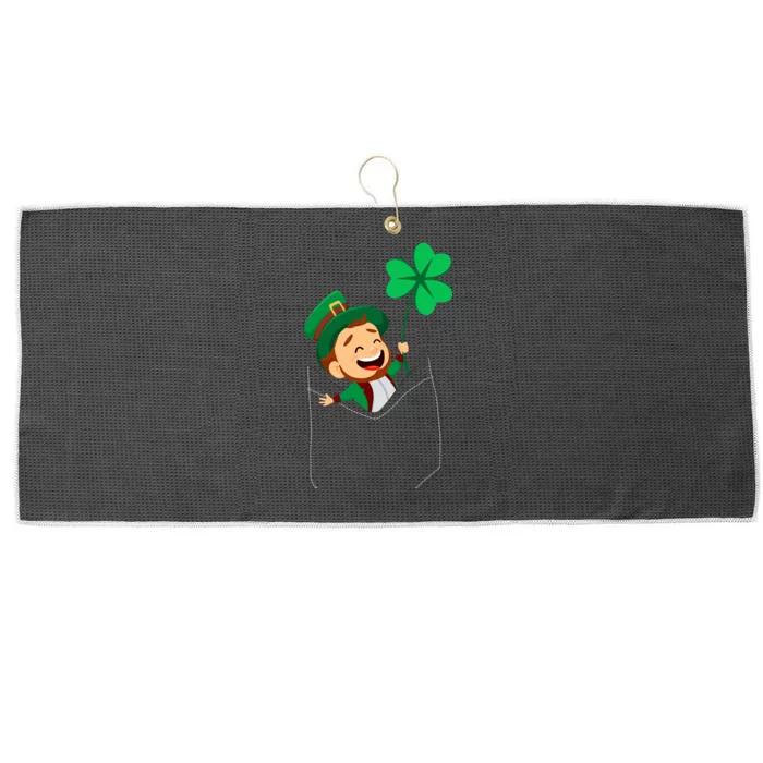 St. Patrick's Day Pocket Leprechaun Clover Large Microfiber Waffle Golf Towel