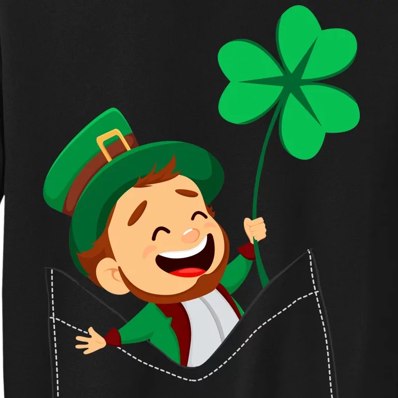 St. Patrick's Day Pocket Leprechaun Clover Tall Sweatshirt