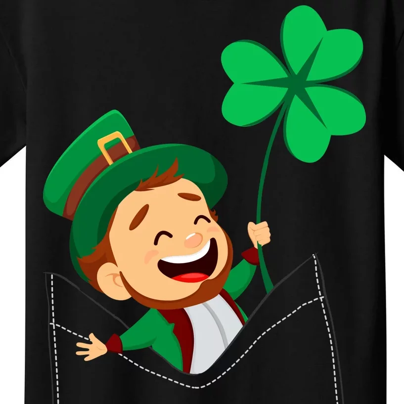 St. Patrick's Day Pocket Leprechaun Clover Kids T-Shirt