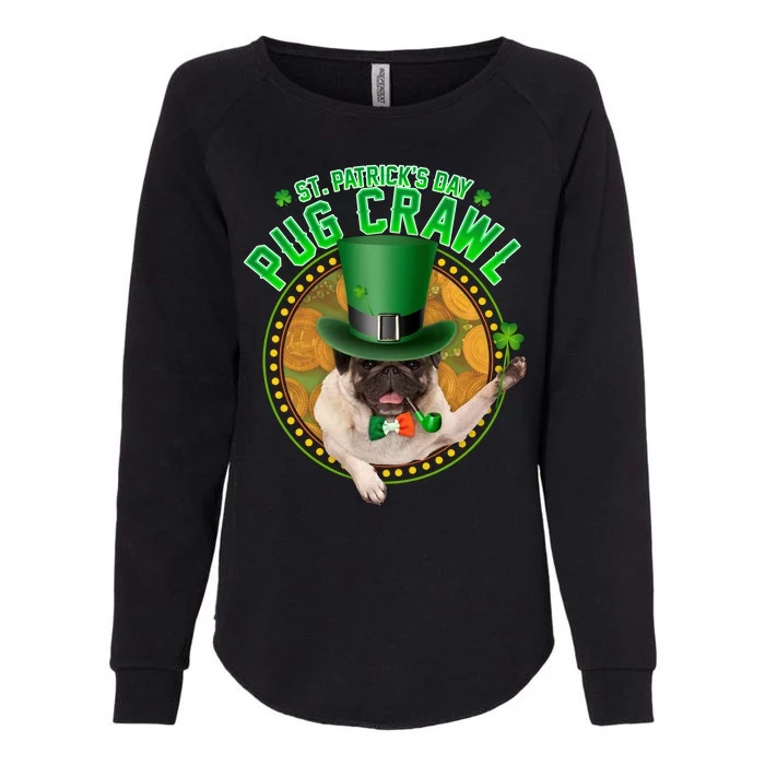 St. Patrick's Day Pug Crawl Funny Irish Pug Womens California Wash Sweatshirt