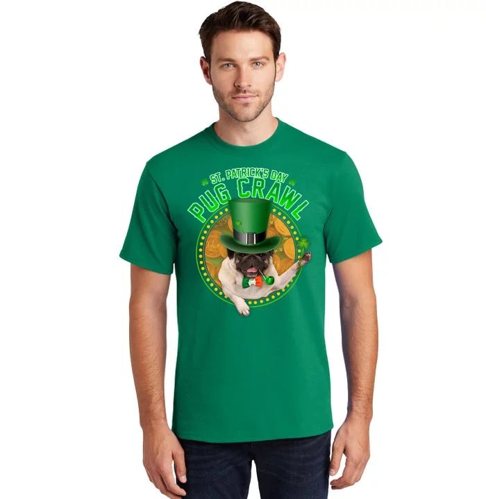 St. Patrick's Day Pug Crawl Funny Irish Pug Tall T-Shirt