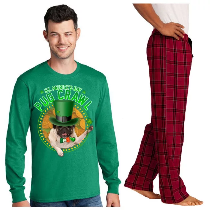 St. Patrick's Day Pug Crawl Funny Irish Pug Long Sleeve Pajama Set