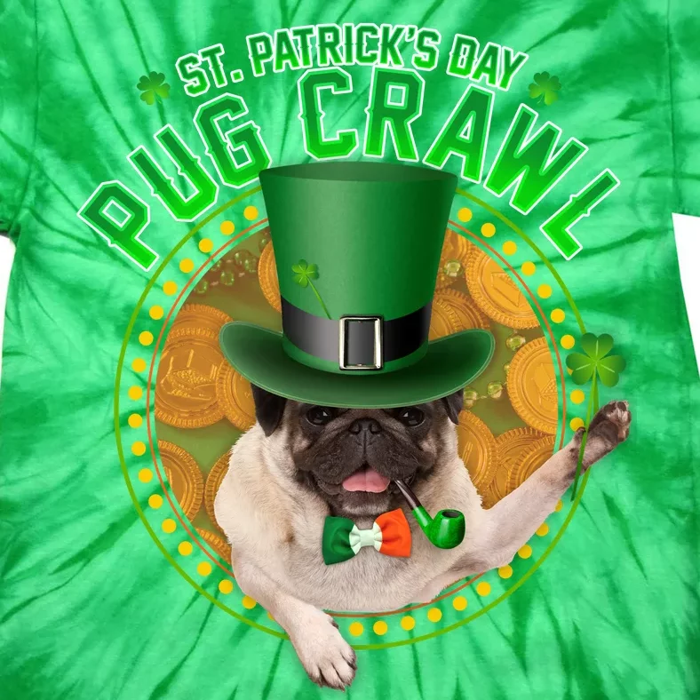 St. Patrick's Day Pug Crawl Funny Irish Pug Tie-Dye T-Shirt