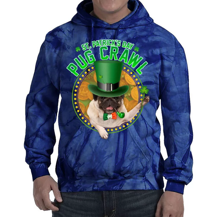 St. Patrick's Day Pug Crawl Funny Irish Pug Tie Dye Hoodie