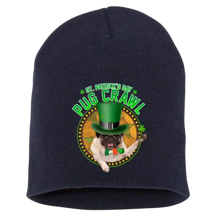 St. Patrick's Day Pug Crawl Funny Irish Pug Short Acrylic Beanie