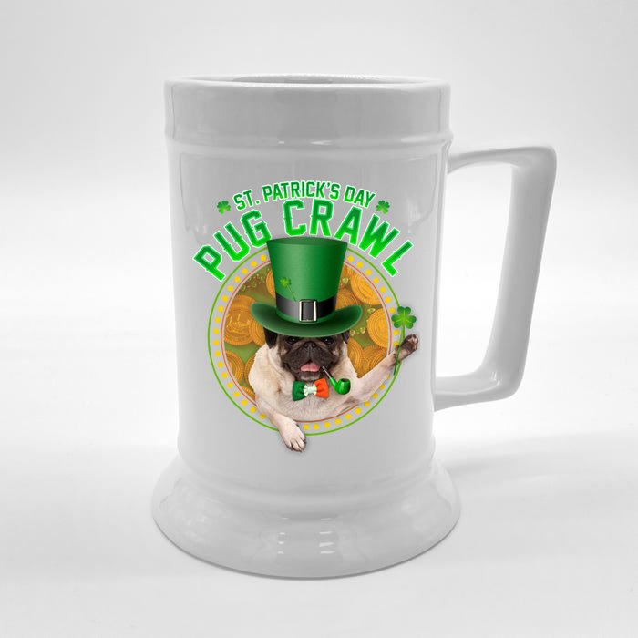 St. Patrick's Day Pug Crawl Funny Irish Pug Front & Back Beer Stein