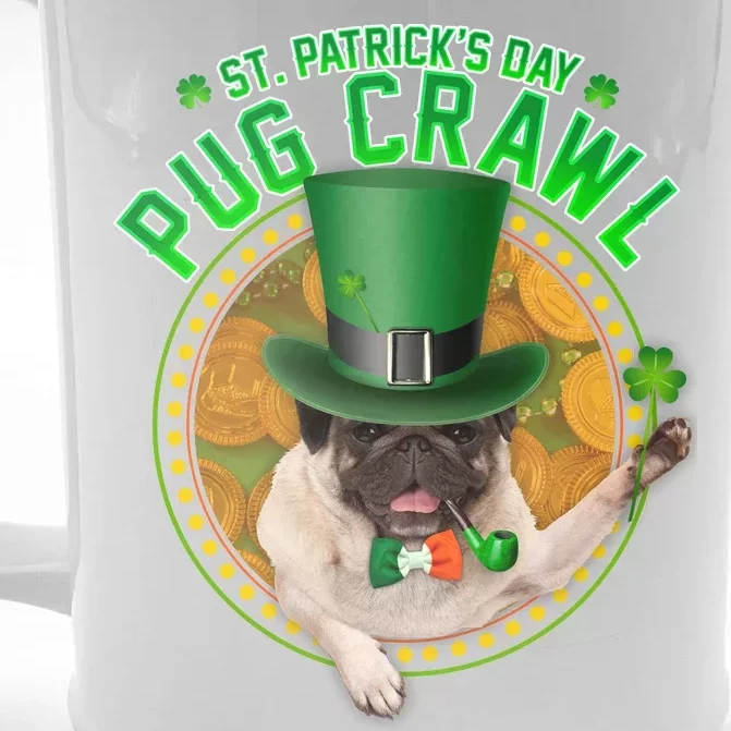 St. Patrick's Day Pug Crawl Funny Irish Pug Front & Back Beer Stein