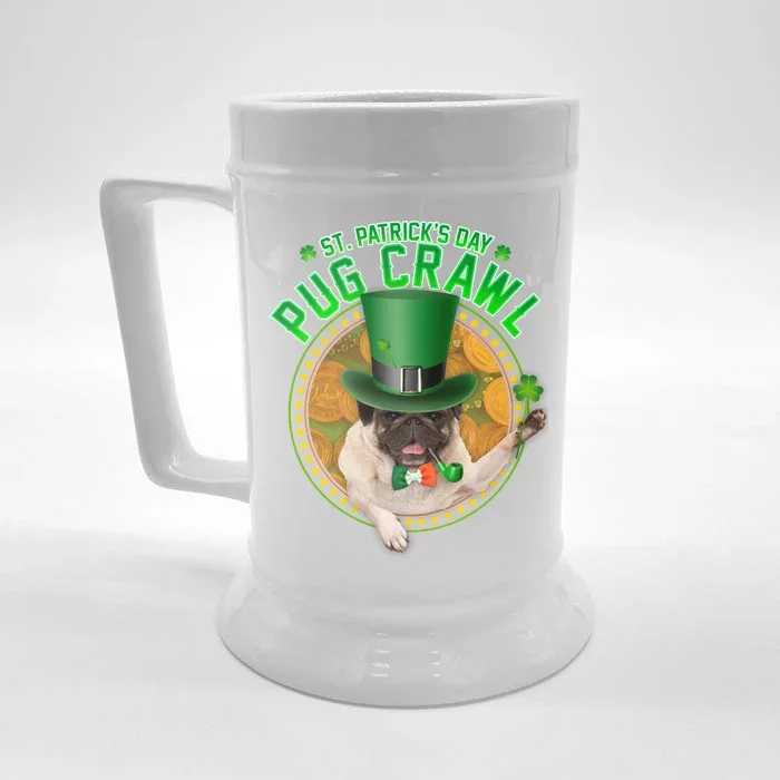 St. Patrick's Day Pug Crawl Funny Irish Pug Front & Back Beer Stein