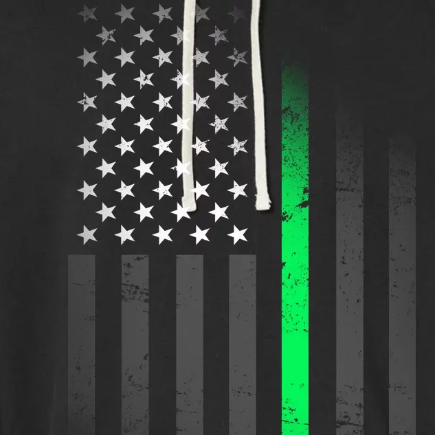 St. Patrick's Day Thin Green Line Flag Garment-Dyed Fleece Hoodie