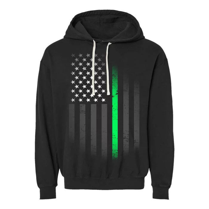 St. Patrick's Day Thin Green Line Flag Garment-Dyed Fleece Hoodie