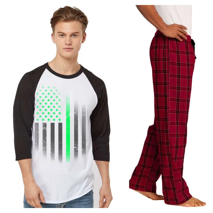 St. Patrick's Day Thin Green Line Flag Raglan Sleeve Pajama Set