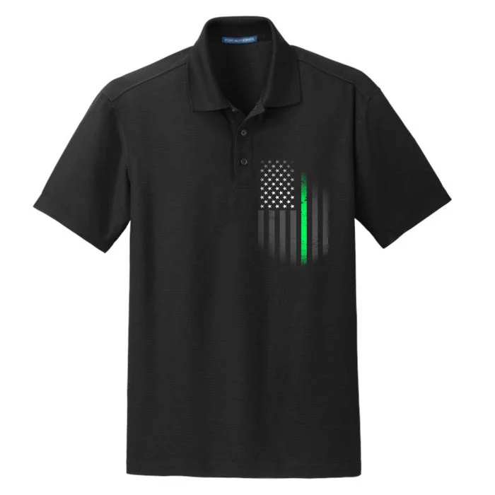 St. Patrick's Day Thin Green Line Flag Dry Zone Grid Performance Polo