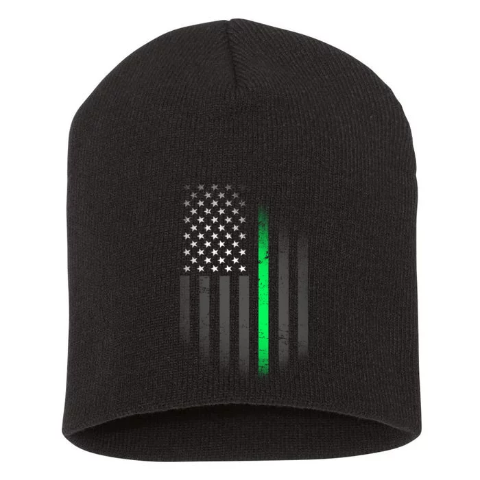 St. Patrick's Day Thin Green Line Flag Short Acrylic Beanie