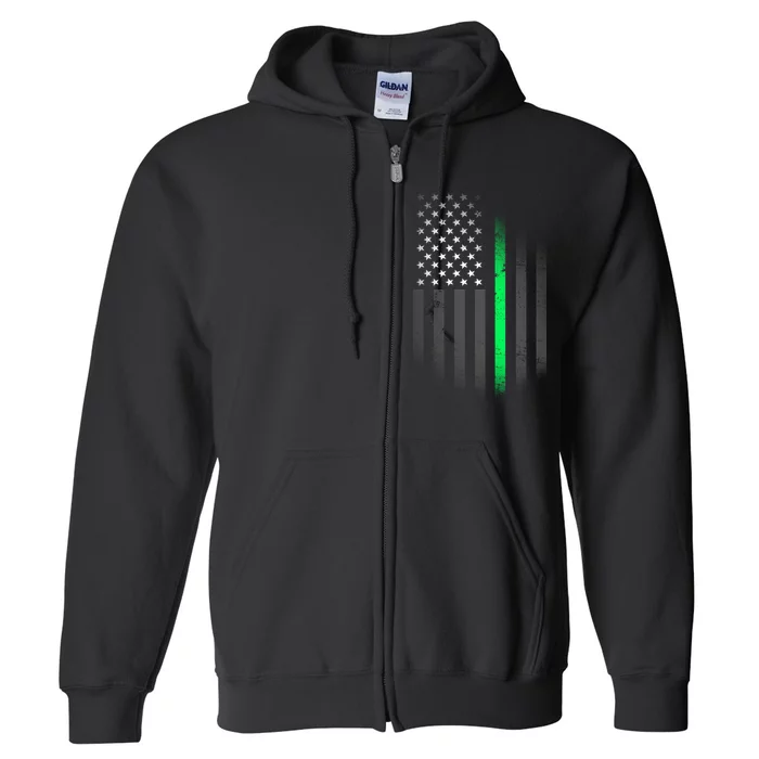 St. Patrick's Day Thin Green Line Flag Full Zip Hoodie