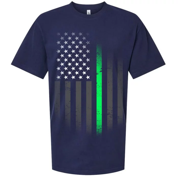 St. Patrick's Day Thin Green Line Flag Sueded Cloud Jersey T-Shirt