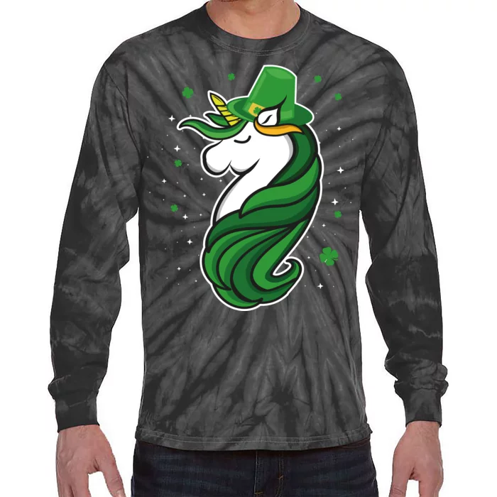 St. Patrick's Day Unicorn Tie-Dye Long Sleeve Shirt