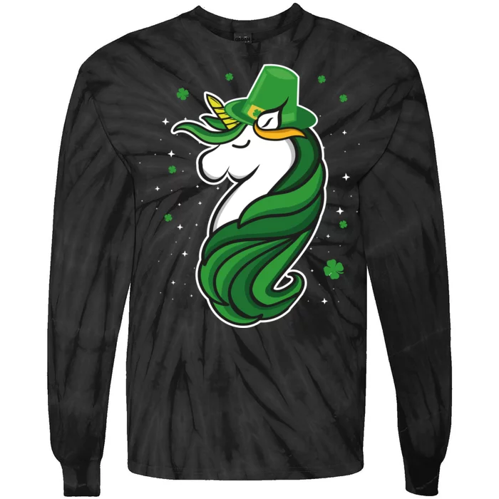 St. Patrick's Day Unicorn Tie-Dye Long Sleeve Shirt