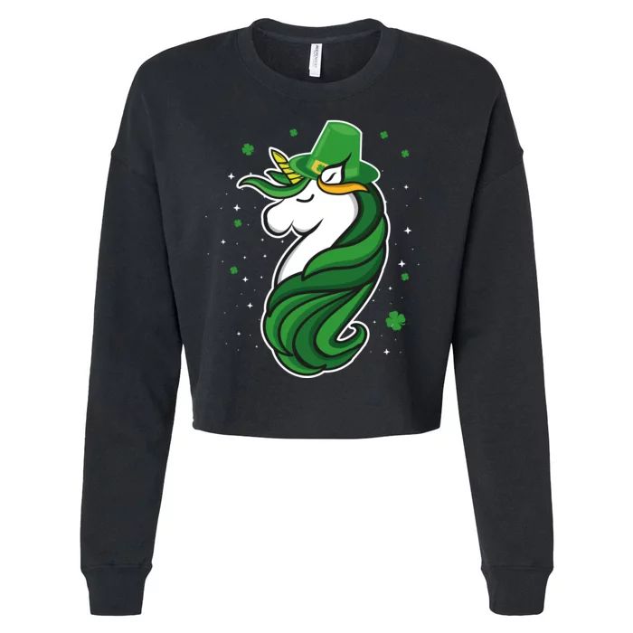 St. Patrick's Day Unicorn Cropped Pullover Crew