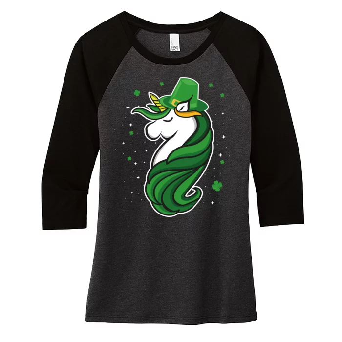 St. Patrick's Day Unicorn Women's Tri-Blend 3/4-Sleeve Raglan Shirt