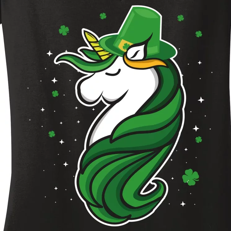 St. Patrick's Day Unicorn Women's V-Neck T-Shirt