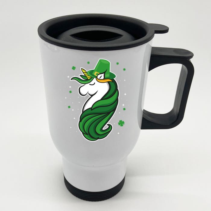 St. Patrick's Day Unicorn Front & Back Stainless Steel Travel Mug